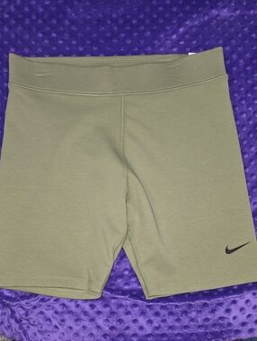 Nike Olive Athletic Bike Shorts with Black Swoosh